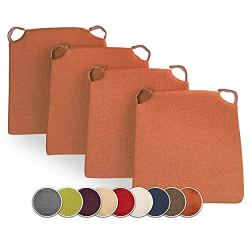 sunnypillow 4er Set Stuhlkissen mit Klettverschluss in orange von sunnypillow