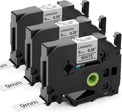 Suminey kompatible Schriftband als Ersatz für Brother P-touch bänder 9mm TZe-221 TZe221 TZe TZ AZe Tape 9mm x 8m Schwarz auf Weiß für Brother P Touch PT-D400 1010 1005 1000 H108 H105 H101T, 3x