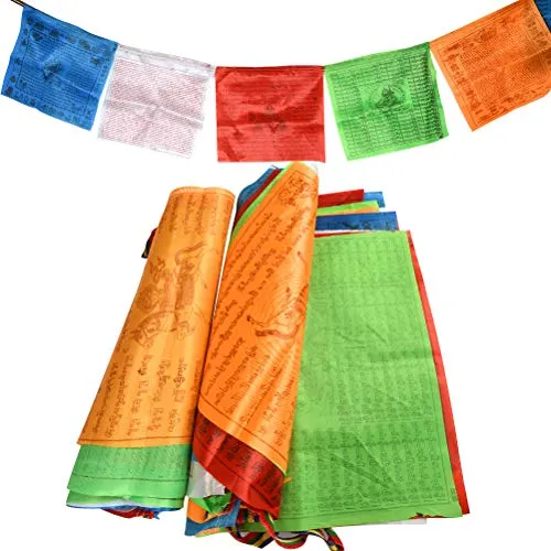 BUYGOO 40PCS Gebetsfahnen tibetische gebetsfahnen bedeutung 2Rolle gebetsfahnen tibet outdoor Buddhistische Gebetsfahnen Prayer Flags fahnenkette outdoor 7m lang Einzelfahne 34 x 34cm