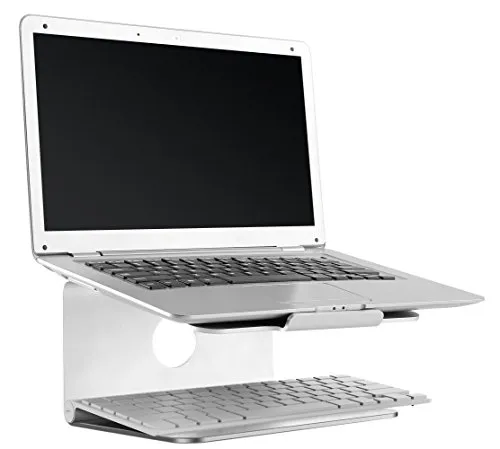 RICOO Schreibtischaufsatz MTS-02 - Laptopständer mit Neigungswinkel - Laptop-Ständer aus Aluminium, ergonomisch mit Neigungswinkel für eine bessere Haltung und mehr Komfort beim Arbeiten.