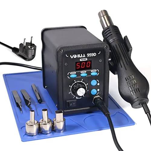 YIHUA 959D heißluft smd lötstation rework station, 100-500°C Temperatur einstellbar, Nennleistung 700W (EU PLUG)