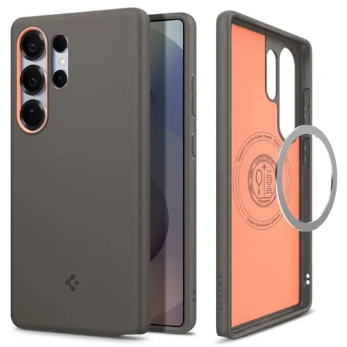 Spigen NanoPop MagFit Hülle für Samsung Galaxy S25 Ultra - Papaya Gray, Kompatibel mit MagSafe - Standard Handyhüllen mit integriertem Magnet für sicheren Halt, stilvollem Design und optimalem Schutz für Display und Kamera.