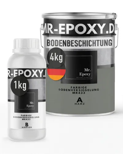 Mr. Epoxy Epoxidharz Bodenbeschichtung (5 kg, RAL 7023) – 2K Betonfarbe für Garagen & Werkstätten - Hochwertige 2K Epoxidharz-Bodenbeschichtung für strapazierfähige und ästhetische Böden in Garagen, Kellern und Werkstätten. Einfache Anwendung und optimale Deckkraft für langlebige Ergebnisse.