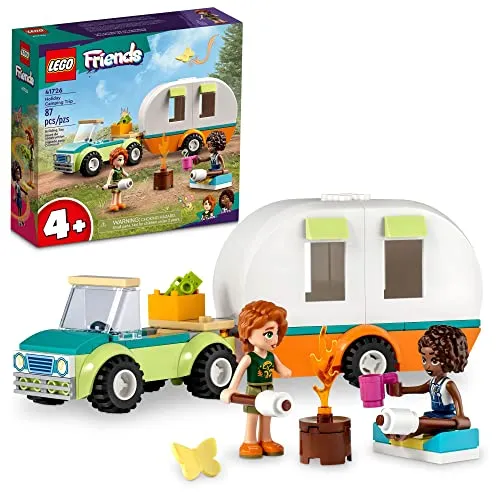 LEGO Friends Holiday Camping Trip 41726 - Bauspielzeugsets für Kinder ab 4 Jahren, inklusive Wohnmobil und abnehmbarem Auto für spannende Waldabenteuer mit den Minipuppen Aliya und Herbst.