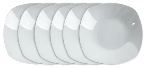 Home4You Suppenteller, Weiß, Porzellan, 22 x 22 cm, Eckig, (6 St), Spülmaschinengeeignet, Mikrowellengeeignet