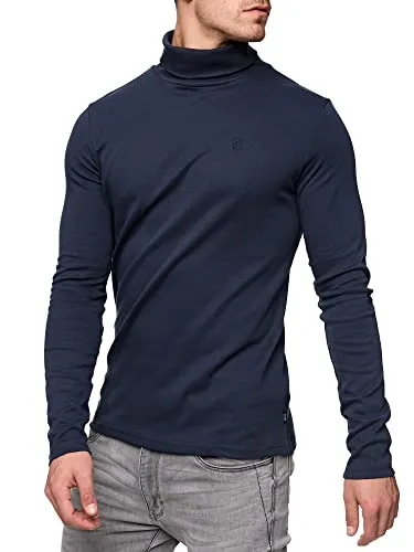 Indicode Herren Eagon Langarmshirt mit Rollkragen | Langarm Shirt Longsleeve für Männer Navy, XXL
