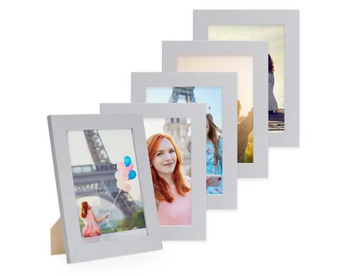 PHOTOLINI Bilderrahmen 5er Set - Modernes Design für individuelle Wanddekoration - Ein 5er Set stabile MDF-Bilderrahmen für kreative Bilderwände, inklusive Zubehör. Ideal für persönliche Erinnerungen und stilvolle Gestaltung Ihres Wohnraums.