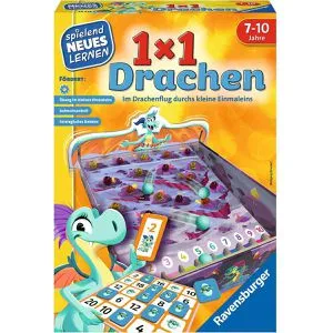 Ravensburger 24976-1x1 Drachen - Lernspiel für Kinder - Gesellschaftsspiel für 2-4 Spieler, fördert mathematisches Grundverständnis und macht das Lernen des kleinen Einmaleins spannend und unterhaltsam.