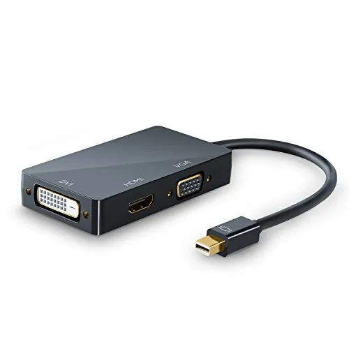 CSL - 4k 3in1 Mini Displayport 1.2 zu HDMI VGA oder DVI Adapter - 3840x2160 UHD 2160p 4k - kompatibel mit PC MAC Apple ASUS Dell Google Lenovo HP Toshiba Video und Audio-Übertragung - schwarz