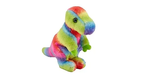 Wild Republic Pocketkins Eco Rainbow T-Rex, Stofftier, 12 cm, Plüschtier, Hergestellt aus recycelten Materialien, Umweltfreundlich