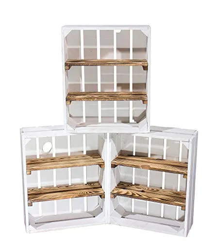 Moooble neue weiße Holzkisten | mit zwei geflammten Mittelbrettern | 50x40x16 cm | schmale Allzweckkiste für Flur, Küche und Wohnraum (3)