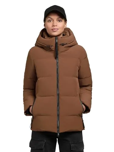 khujo Damen Winterjacke warme Steppjacke mit verstellbarer Kapuze Fanc2-YM Buff Brown Gr. XL