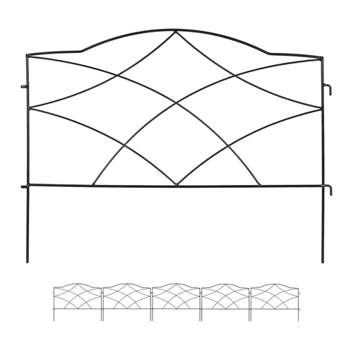 Beetzaun Beeteinfassung Zierzaun 6 Teile Metall Ziergartenzaun - Kanteneinfassung aus robustem Eisen, ideal für die stilvolle Gestaltung Ihres Gartens. Mit einer Höhe von 46 cm und einer eleganten schwarzen Farbe setzt dieser Zaun attraktive Akzente.