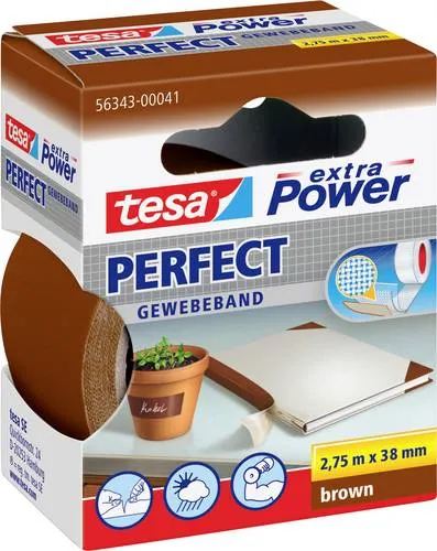 tesa PERFECT 56343-00041-03 Gewebeklebeband tesa extra Power Braun (L x B) 2.75 m x 38 mm 1 St.