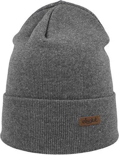 Eisglut Strickmütze Tonio - Hochwertige Baumwollmütze - Mützen aus 50% Baumwolle und 50% Polyacryl, Made in Germany, ideal für jeden Kopfumfang von 52-60cm, dehnbar und stylish mit Kunstleder-Label.