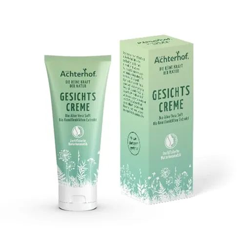 Gesichtscreme 50ml | mit Bio Aloe Vera Saft und Bio Kamillenblütenextrakt | zertifizierte Naturkosmetik | vegan | vom Achterhof