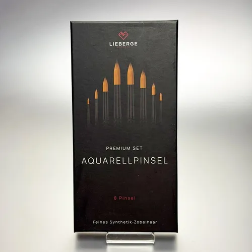 LIEBERGE Premium Aquarellpinsel Set – 8 Synthetik-Zobelhaar Pinsel - Premium Schreibutensilien – Kein Haarverlust dank Strong Hair-Technologie, langlebige Pinsel mit Echtholzstiel und 8 Größen für maximale Flexibilität.