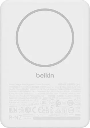 Belkin BoostCharge Externe Batterie 5000mAh mit Magnet und USB-C - Ultradünne Powerbank mit 5000 mAh für schnelles Laden von iPhone, Galaxy und mehr. Mit Magnetring für einfache Handhabung und USB-C-Port für gleichzeitiges Laden von zwei Geräten.