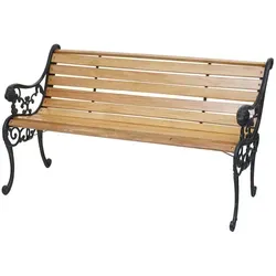Proregal Gartenbank, Hellbraun, Holz, 2-Sitzer, 125x72x37 cm, Gartenmöbel, Gartenbänke
