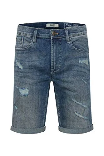Blend Deniz Herren Jeans Shorts Kurze Denim Hose Mit Destroyed-Optik Aus Stretch-Material Regular Fit, Größe:3XL, Farbe:Denim middleblue (76201)
