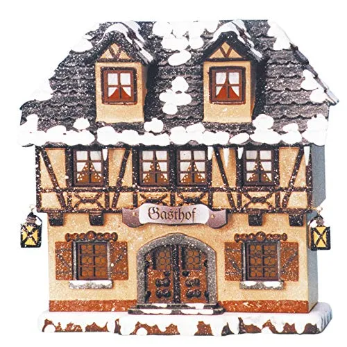 Hubrig Volkskunst Schwibbogen Winterhaus Gasthof (15cm)