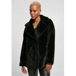 Urban Classics Damen Jacke Ladies Lapel Teddy Jacket black S - Funktionsjacke aus kuscheligem Teddy-Material, ideal für kalte Tage und stylische Outfits.