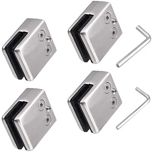 Stücke Glasklemmen, Edelstahl 304 Glas Klemmen mit 2er Sechskantschlüssel | geeignet für 8-10 mm Glasscheibe |Einstellbare Glas Halterung Flache Rückseite für Balustrade Treppe Handlauf Poliert 4