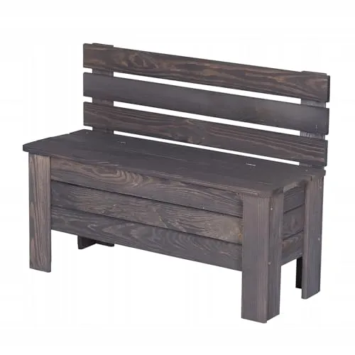 STOLMAK Gartenbox 71x54x29 cm Grau Kiefernholz Massiv Auflagenbox Kissenbox Gartentruhe Holztruhe Aufbewahrungsbox Truhe Kiste Gartenmöbel 111 l