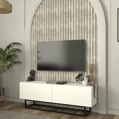 [en.casa] TV Schrank Nolven Lowboard mit 2 Türen – Weiß