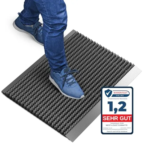 Fußmatte Außen Alu mit Bürsten, 40 x 60 cm - Hochwertige Schmutzfangmatte mit Aluminiumrahmen und robusten Nylonbürsten, rutschfest und feuchtigkeitsabweisend, ideal für Eingangsbereiche.