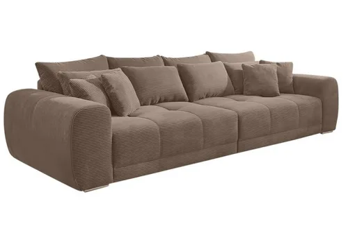 luma-home Big-Sofa 15174, XXL-Couch mit Federkernpolsterung - Big Sofas, hochwertiges XXL-Sofa mit 8 losen Rückenkissen und markanten Steppungen für höchsten Sitzkomfort, ideal für gemütliche Abende.
