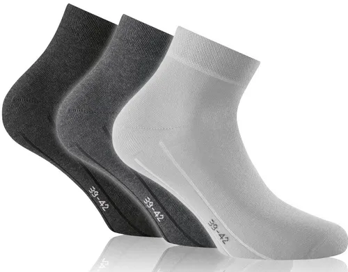 Rohner Tagessocke Sneaker Basic Plus hellgrau/grau/dunkelgrau - 3 Paar, Größe: 39-42