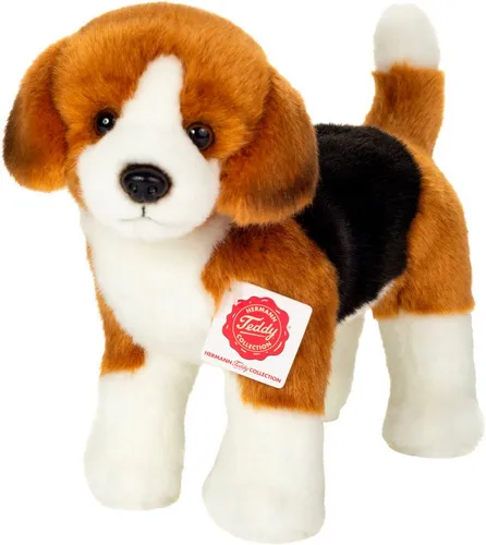 Teddy Hermann 91991 Beagle stehend 23 cm - Kuscheltier aus hochwertigem Plüsch, sicher für Kinder ab 18 Monaten und pflegeleicht waschbar