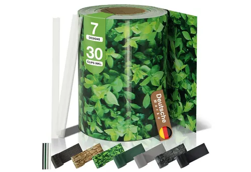 BooGardi PVC Sichtschutzstreifen 19 cm x 35 m - Blickdicht & Wetterfest - Blickdichter PVC Sichtschutz für Doppelstabmattenzaun, ideal für den Garten. Robuste 450 g/m² Qualität, formstabil und einfach zu montieren. Inklusive 30 Clips für die unkomplizierte Befestigung.