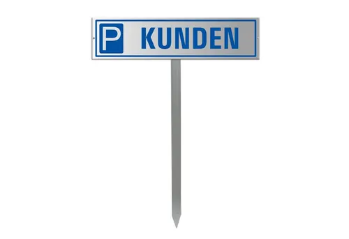 OFFORM DESIGN Hinweisschild Parkplatzschild mit Erdspiess - Hinweisschild für Kundenparkplätze, stabiler Erdspiess aus feuerverzinktem Stahl, ideal für eine einfache Montage im Außenbereich.