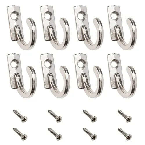 VGOL 30 Stück Wandhaken Kleiderbügel mit Schrauben, Metallhaken, Einzelhaken, Legierung, Kleiderhaken, Einzelmantelhaken, Zubehör für Schal, Tasche, Handtuch, Schlüsselkappe, Silber