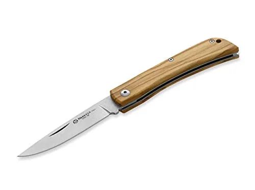Maserin Böker Scout 163 Taschenmesser, Olivenholz - Hochwertiges Taschenmesser mit D2-Klinge und Slipjoint-Mechanismus, ideal für den Alltag. Der verschraubte Griff bietet eine Fangriemenöse und vereint klassische Bauweise mit modernen Materialien.
