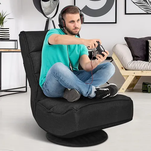 GOPLUS Drehbarer Bodenstuhl mit verstellbarer Rückenlehne