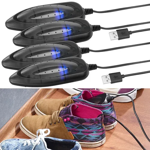 infactory 2er-Set portable USB-Schuhtrockner mit UV-Licht