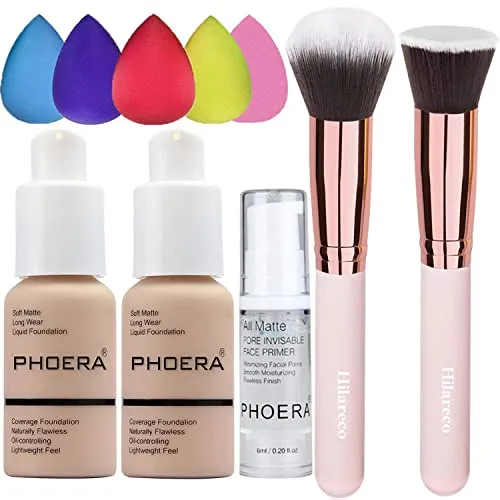 Phoera Foundation Concealer Cover Flüssigmatt Full Coverage Concealer Cover Shadows Skin Care Foundation Oil Control Erhellen Sie den langlebigen (102 Nude)