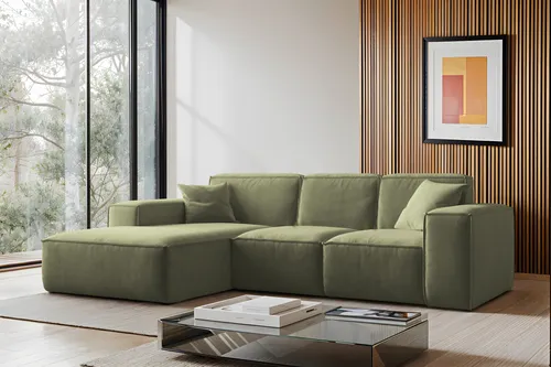 Kaiser Möbel Ecksofa Siena L, Couch L-Form in Salvador Olive - Ecksofa Siena L bietet modernen Komfort mit hoher Abriebfestigkeit und pflegeleichten Eigenschaften, ideal für stilvolle Wohnzimmer.