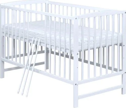 Baby-Delux Babybett Gitterbett Milo 120x60 Weiß Kiefernholz