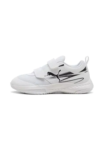 PUMA Varion II Hallensportschuhe für Jugendliche 30, White Black - Hallenschuhe für Jungen mit atmungsaktivem Variomesh und komfortabler Innensohle, die dank der extradicken Ferse für optimale Dämpfung sorgt.