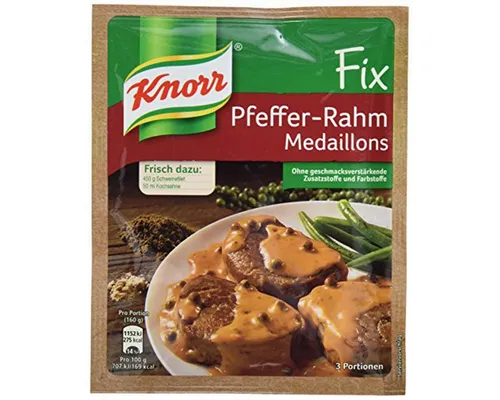 Knorr Saucen, Knorr Fix Pfeffer Rahm Medaillons 3 Portionen 420g 12er Pack