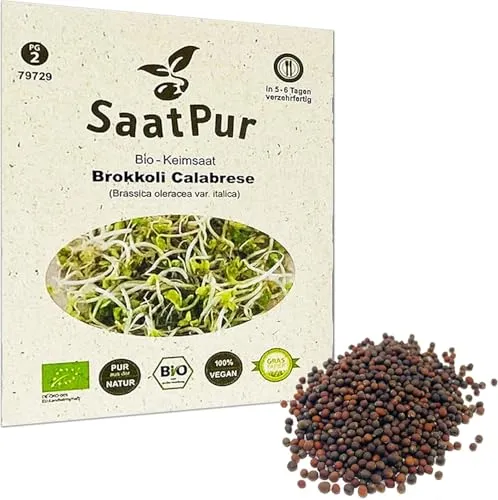 SaatPur Bio Keimsaat - Brokkoli Keimsprossen Sprossen Microgreen - 20 g Lebensmittel Qualität