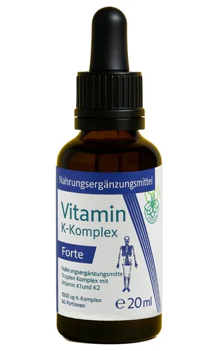 VITARAGNA® Vitamin K2 Forte Tropfen - Hochdosiertes K1 & K2 K-Komplex - Nahrungsergänzungsmittel mit bioaktivem MK-7 in hochwertigem MCT-Öl für optimale Aufnahme. Unterstützt Ihre Gesundheit mit 60 Portionen pro Flasche.