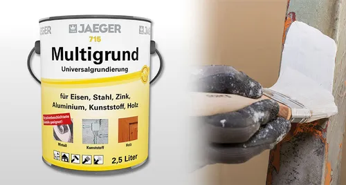 Jaeger 715 Multigrund Universal Grundierung schwarz RAL 9005 – 375ml - Vielseitige Universalgrundierung für Innen und Außen mit aktivem Korrosionsschutz. Schnell trocknend, hervorragendes Haftvermögen und geeignet für verschiedene Untergründe.