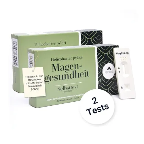 ASPILOS Magengesundheit Selbsttest - Einfacher Selbsttest zur Früherkennung von Magen-Darm-Erkrankungen. Innerhalb von 10 Minuten erhalten Sie präzise Ergebnisse bequem von Zuhause aus.