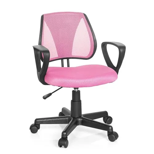 hjh OFFICE KIDDY CD Kinder- und Jugenddrehstuhl in Rosa - Höhenverstellbarer Bürostuhl mit atmungsaktivem Netzstoff, ideal für Kinder von 110 – 160 cm. Bequeme Polsterung und abnehmbare Armlehnen für optimalen Sitzkomfort.
