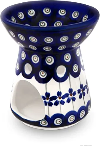 Original Bunzlauer Keramik Aromalampe Duftlampe Ø8,9cm,H10,4cm Dek 166a - Schöne handgefertigte Duftlampe aus Keramik für eine stimmungsvolle Aromatherapie. Auslaufsicher und umweltfreundlich, ideal für jedes Zimmer. Größe: 8,9x10,4 cm.